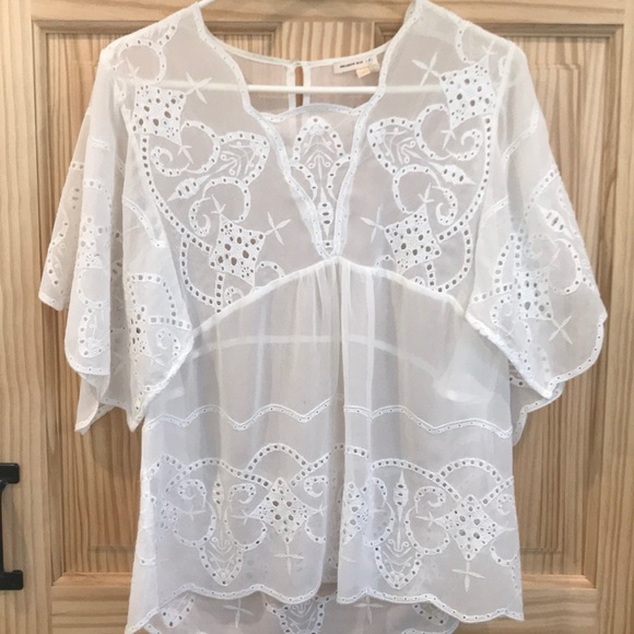 Anthropologie Tops - Anthropology sheer white blouse size small